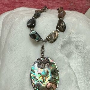 Vintage Elegant Abalone Shell Necklace SS 925